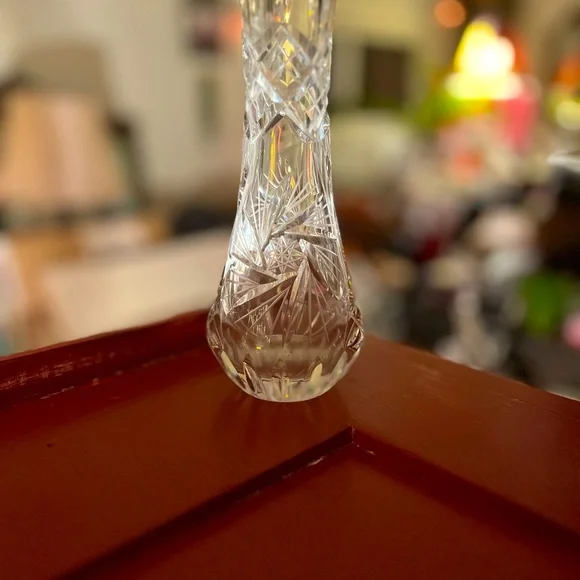 Vintage Lead cut Crystal fluted hand cut base with star design - Picture 5 of 12